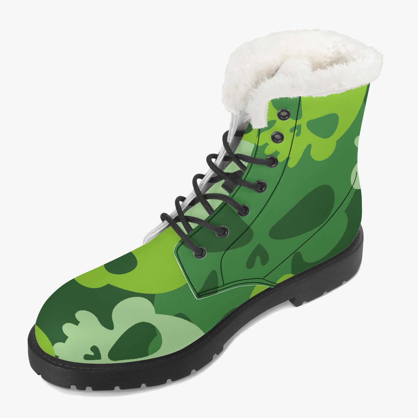 Green Skull Faux Fur Leder Boots Boots JLR Design