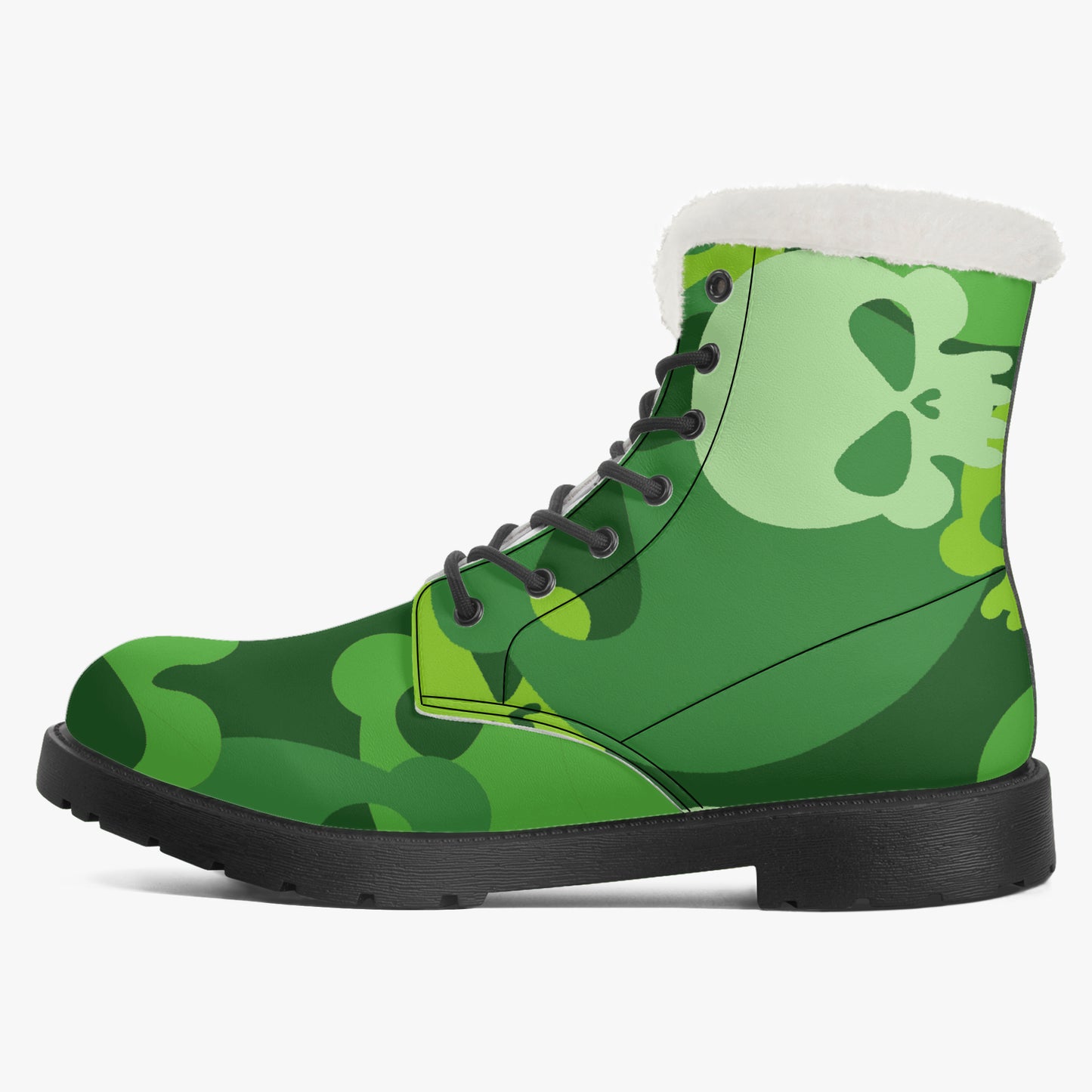 Green Skull Faux Fur Leder Boots Boots JLR Design