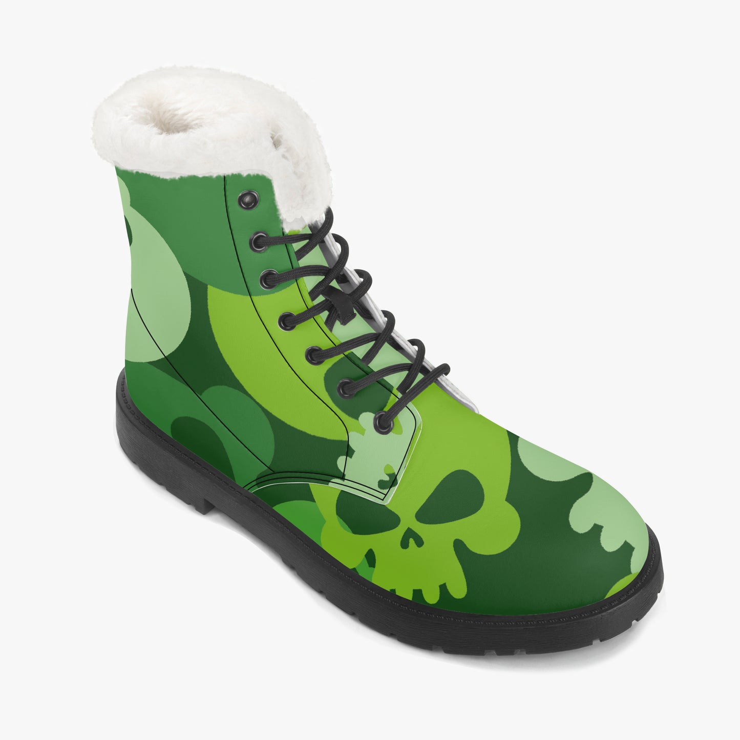 Green Skull Faux Fur Leder Boots Boots JLR Design