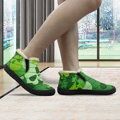 Green Skull Faux Fur Slipper Slipper JLR Design