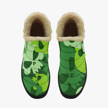 Green Skull Faux Fur Slipper Slipper JLR Design