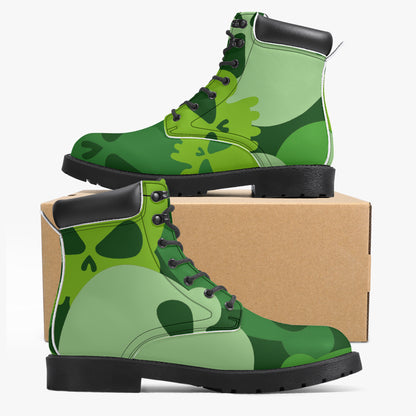 Green Skull Leder Boots | Stylische und Warme Winterstiefel Boots JLR Design
