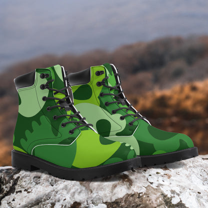 Green Skull Leder Boots | Stylische und Warme Winterstiefel Boots JLR Design