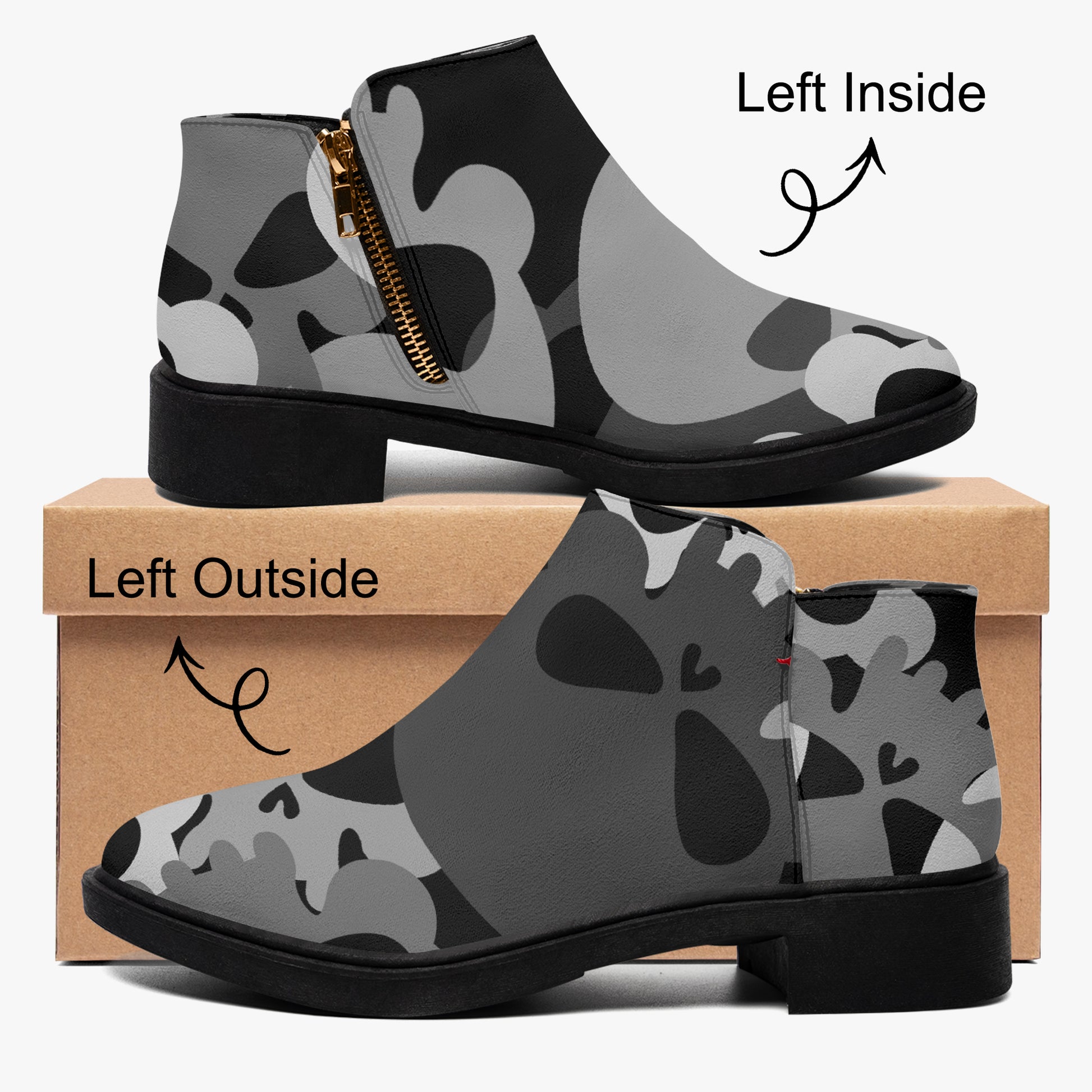 Grey Skull elegante Reißverschluss-Stiefeletten Stiefeletten JLR Design