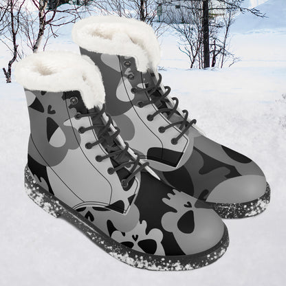 Grey Skull Faux Fur Leder Boots Boots JLR Design