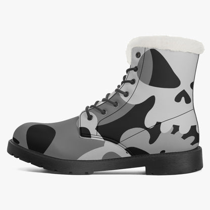 Grey Skull Faux Fur Leder Boots Boots JLR Design