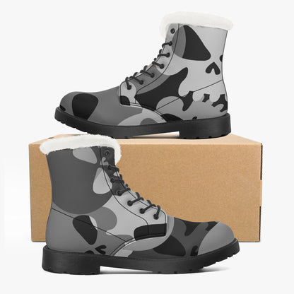 Grey Skull Faux Fur Leder Boots Boots JLR Design