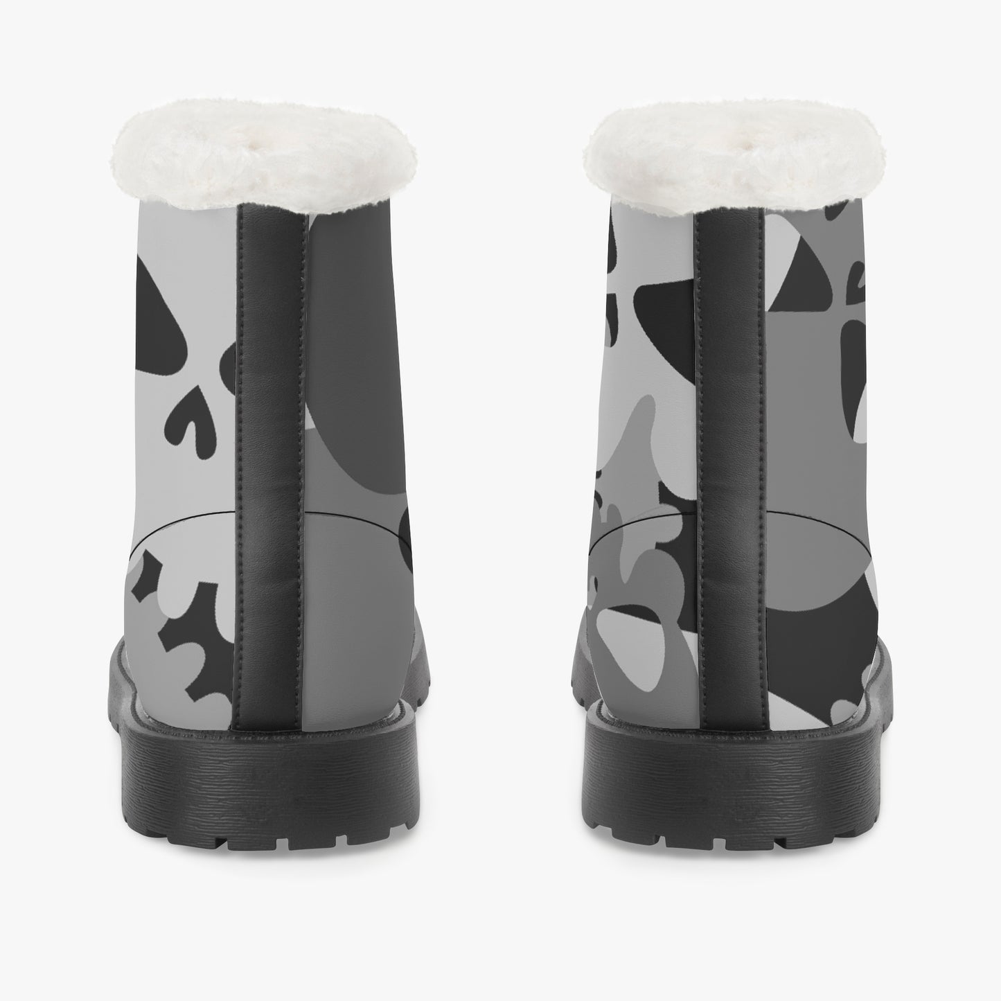 Grey Skull Faux Fur Leder Boots Boots JLR Design