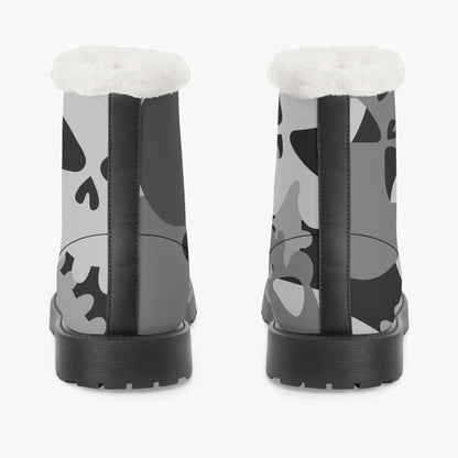 Grey Skull Faux Fur Leder Boots Boots JLR Design