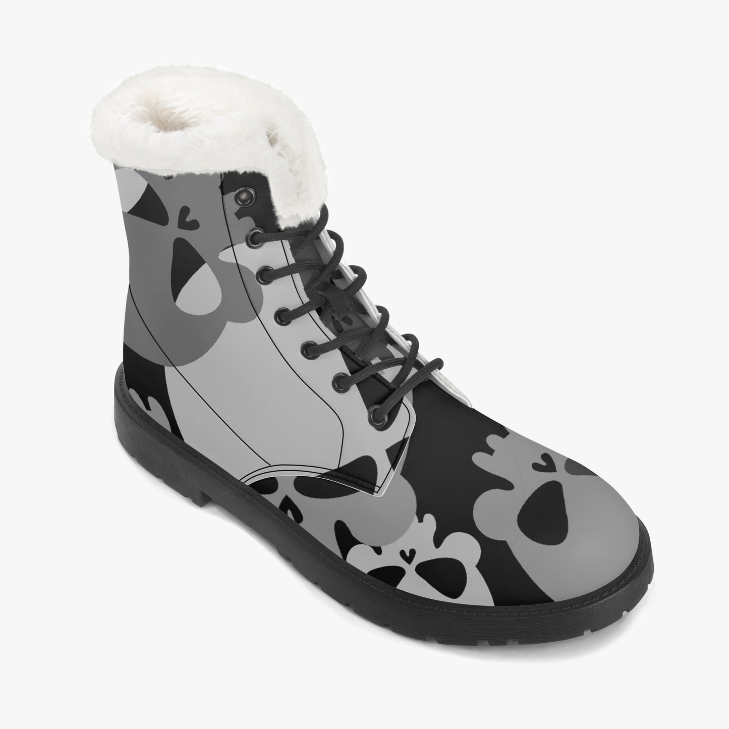 Grey Skull Faux Fur Leder Boots Boots JLR Design