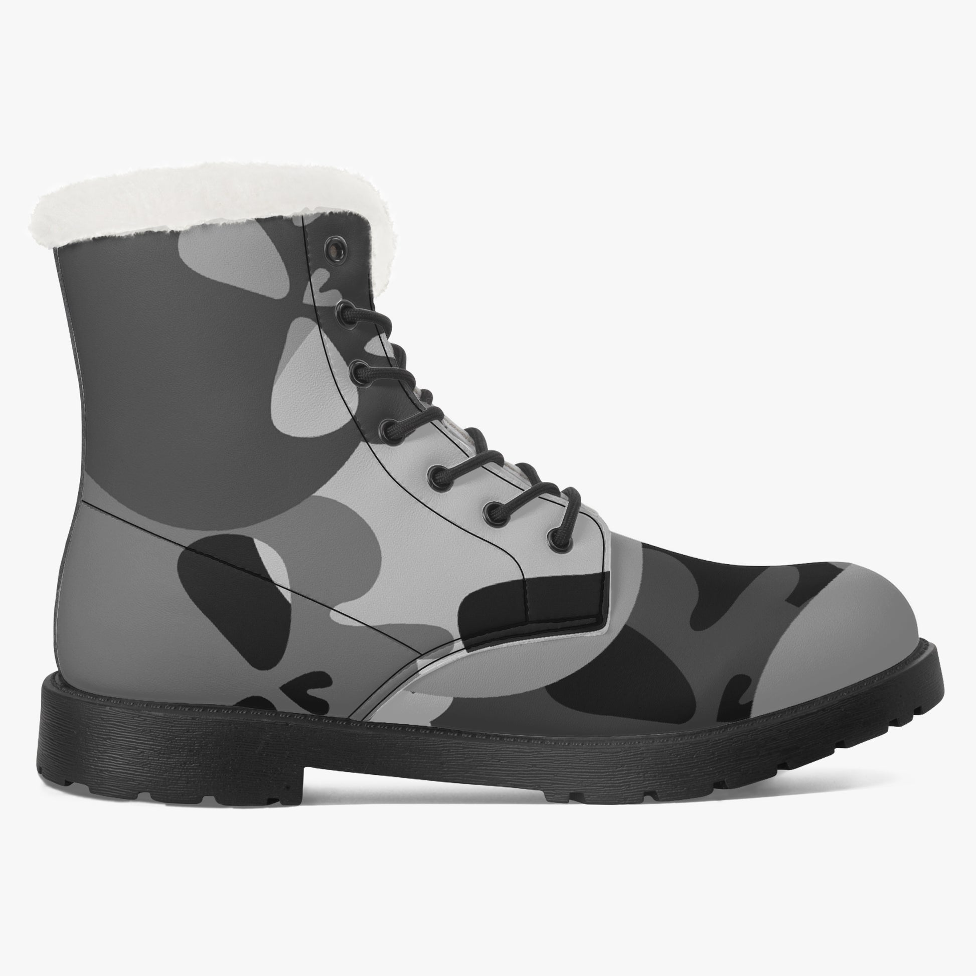 Grey Skull Faux Fur Leder Boots Boots JLR Design