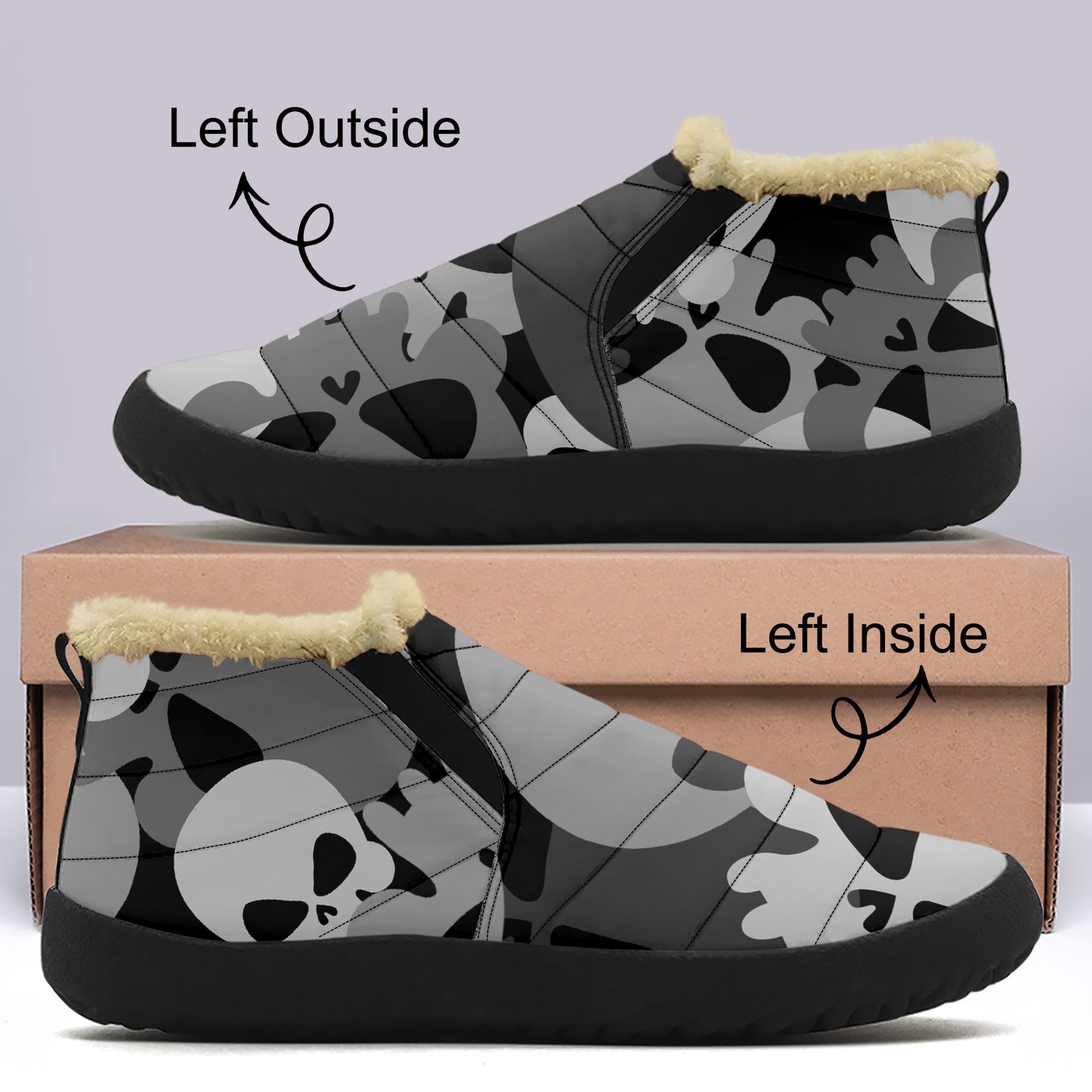 Grey Skull Faux Fur Slipper Slipper JLR Design