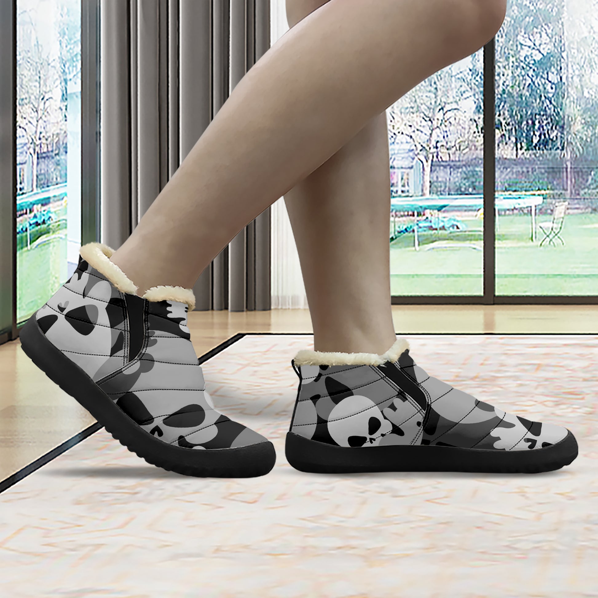 Grey Skull Faux Fur Slipper Slipper JLR Design