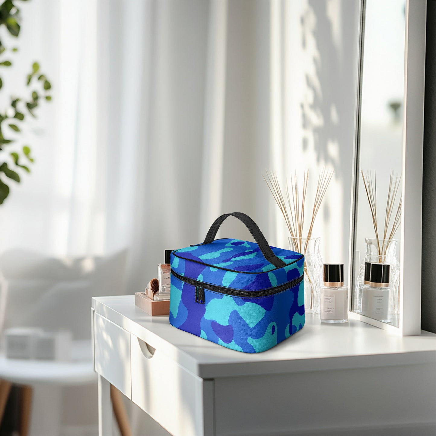 Große Kosmetiktasche - Blue Camouflage Kosmetiktasche JLR Design