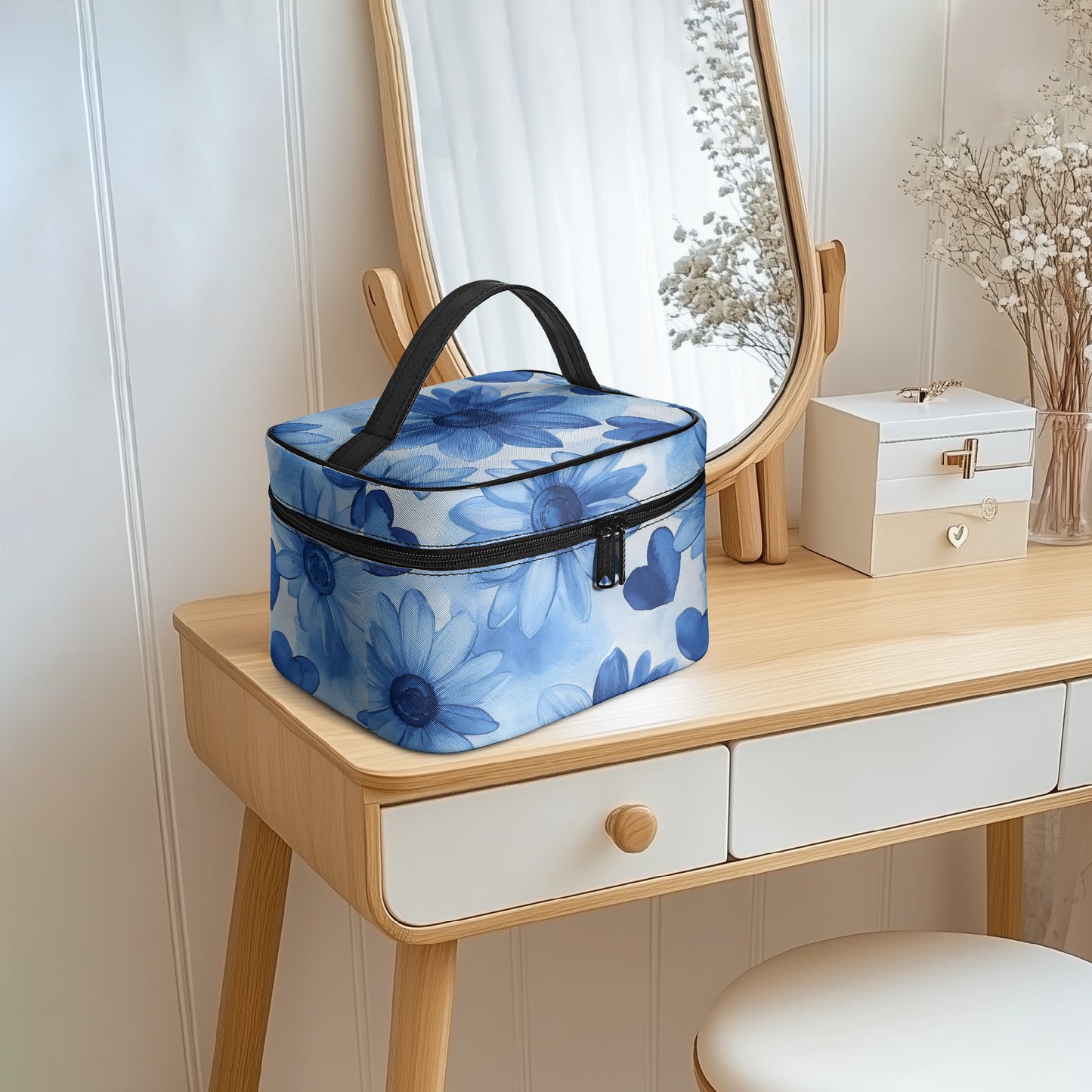 Große Kosmetiktasche - Blue Flower Kosmetiktasche JLR Design