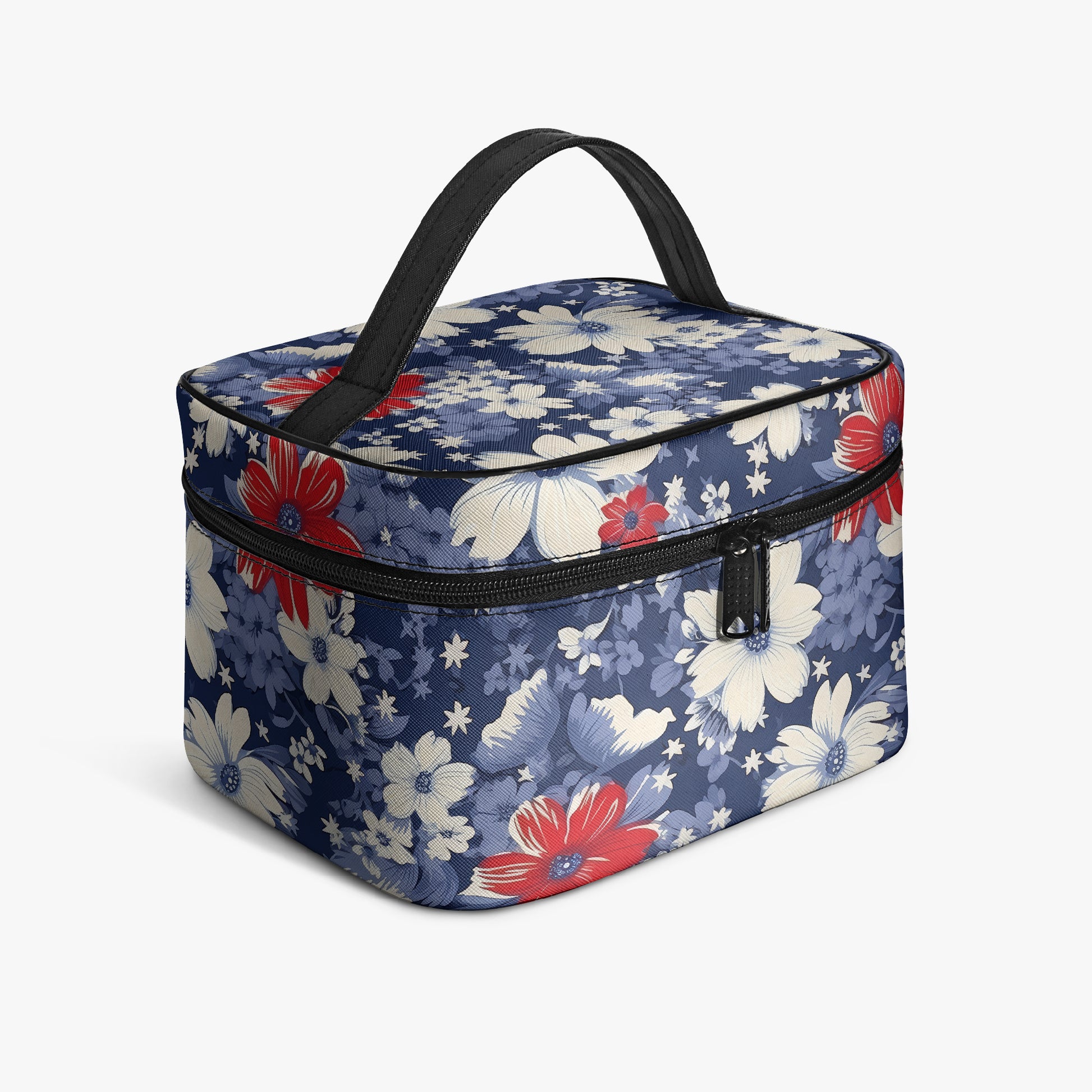 Große Kosmetiktasche - Blue Red White Flowers Handbags JLR Design