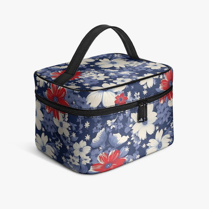 Große Kosmetiktasche - Blue Red White Flowers Handbags JLR Design