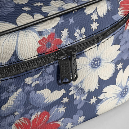 Große Kosmetiktasche - Blue Red White Flowers Handbags JLR Design