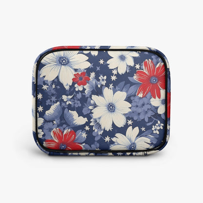 Große Kosmetiktasche - Blue Red White Flowers Handbags JLR Design
