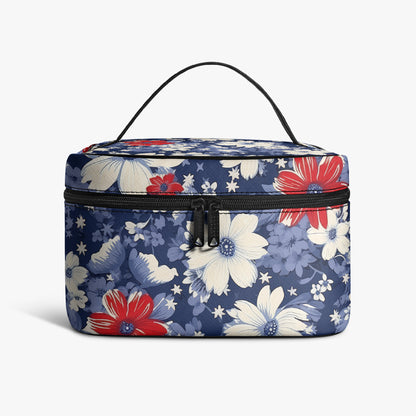 Große Kosmetiktasche - Blue Red White Flowers Handbags JLR Design