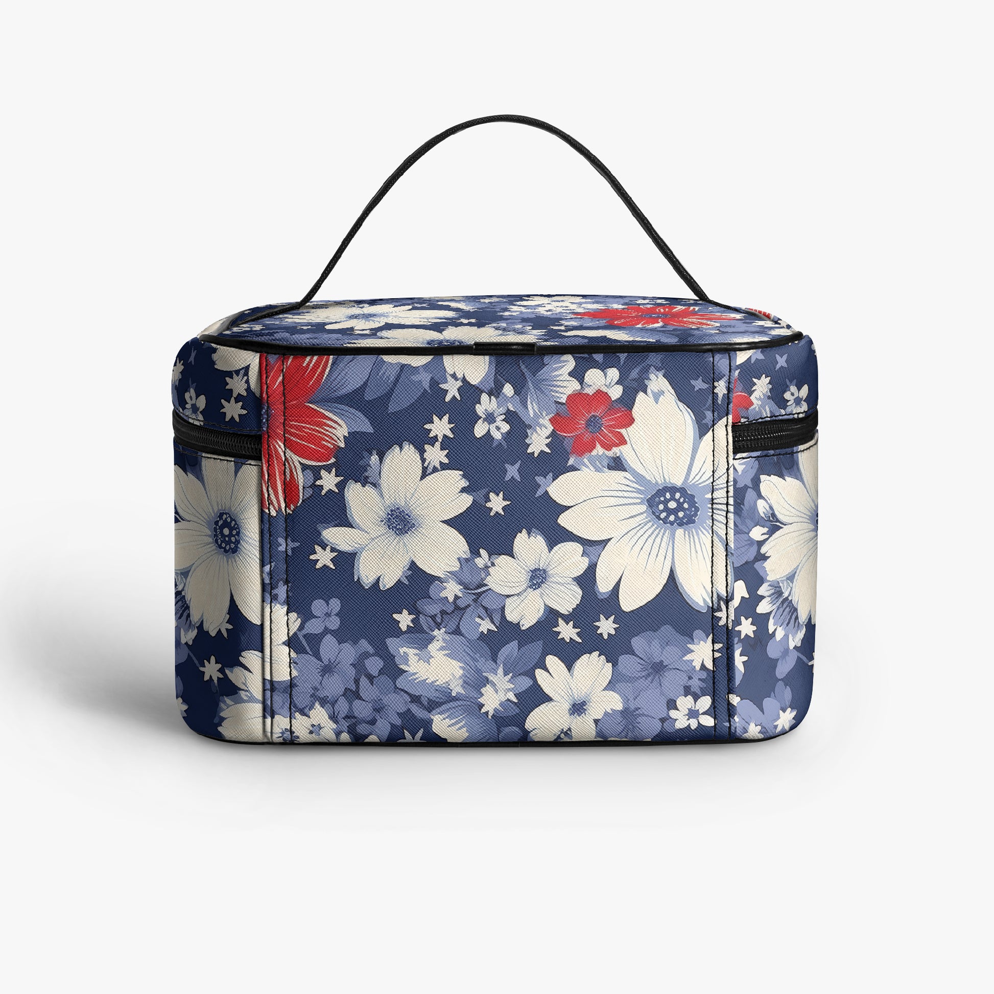 Große Kosmetiktasche - Blue Red White Flowers Handbags JLR Design