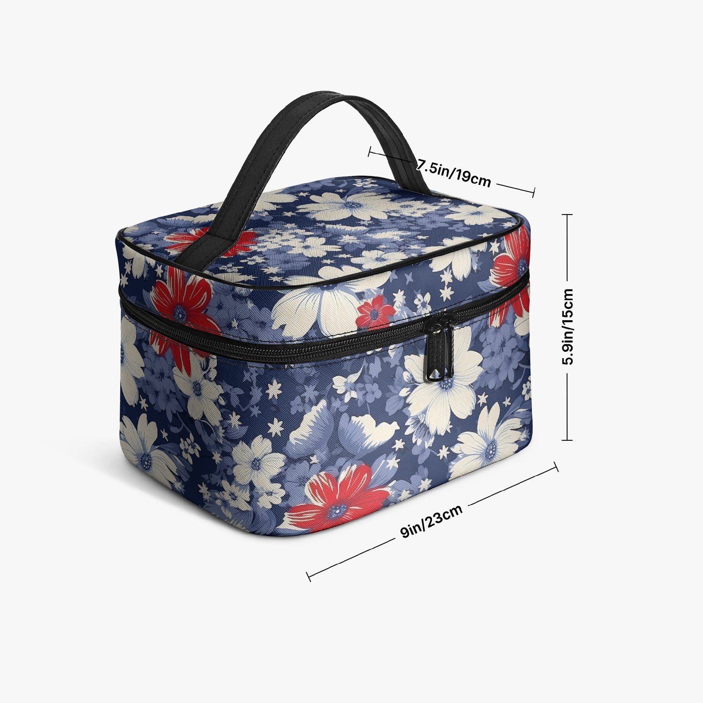 Große Kosmetiktasche - Blue Red White Flowers Handbags JLR Design