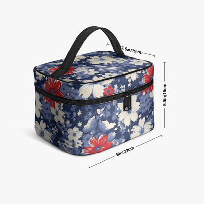 Große Kosmetiktasche - Blue Red White Flowers Handbags JLR Design