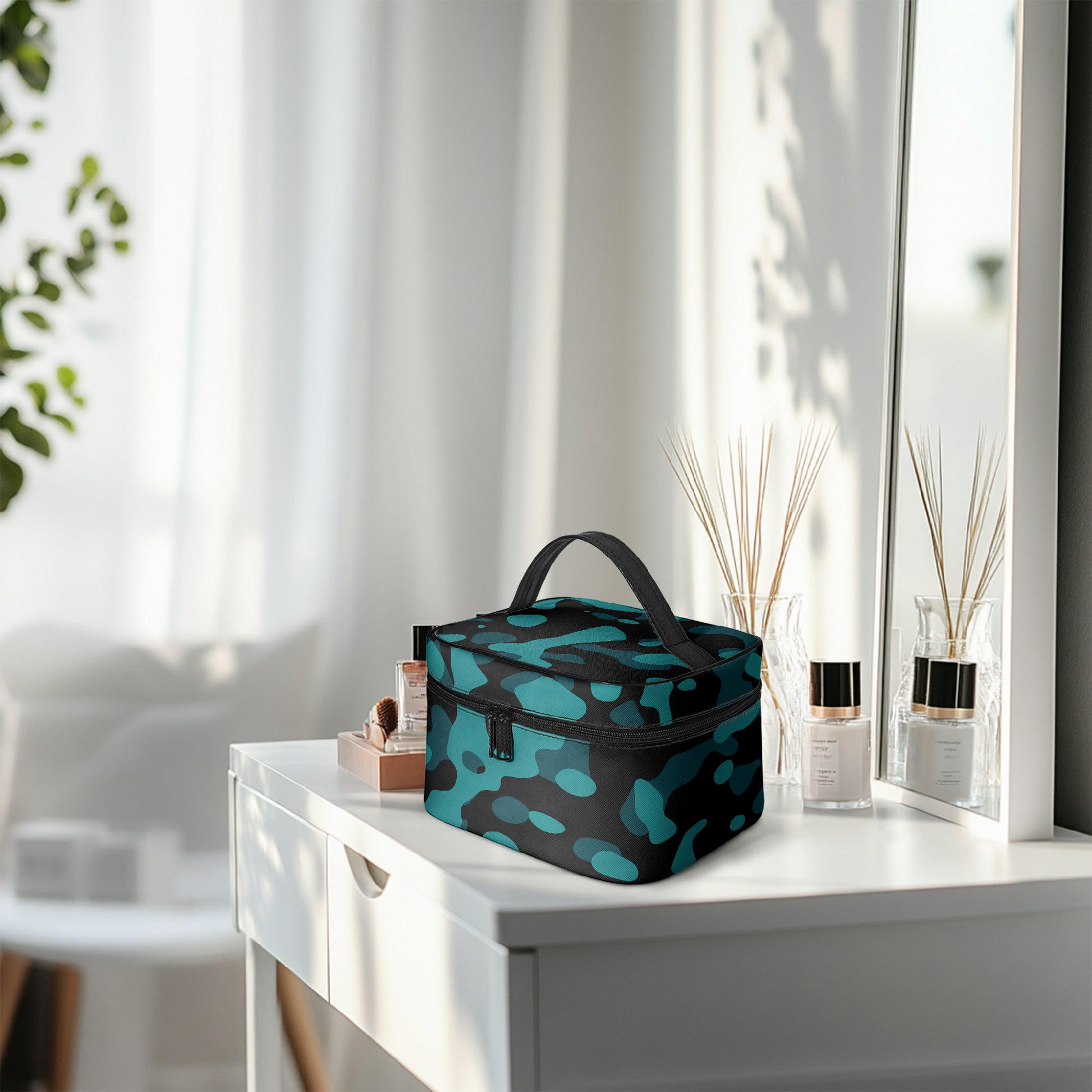 Große Kosmetiktasche - Türkis Camouflage Kosmetiktasche JLR Design