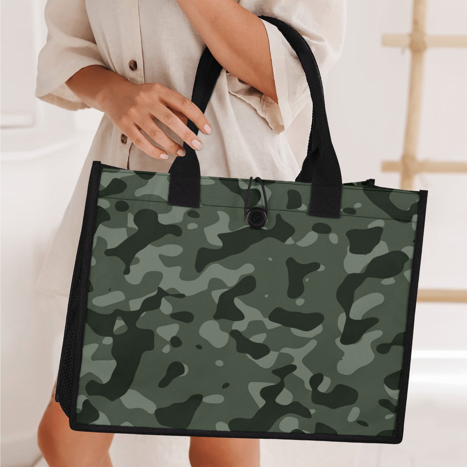 Grüne Camouflage Premium Canvas Shopper Tasche Einkaufstasche JLR Design