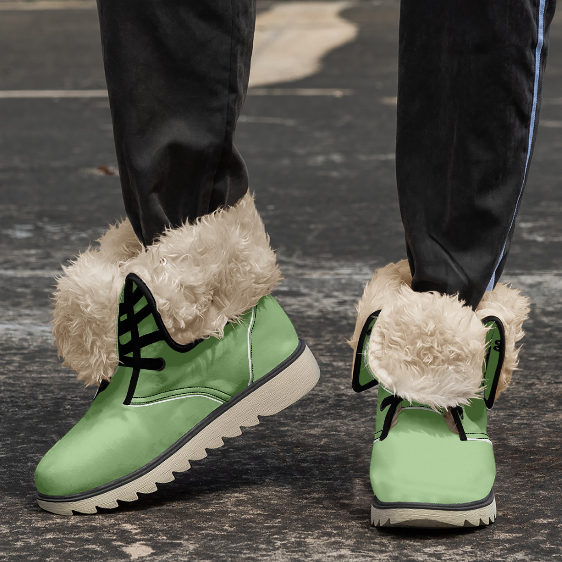 Grüne Chic Boots mit Plüschfutter Boots JLR Design