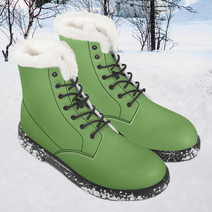 Grüne Faux Fur Leder Boots Boots JLR Design
