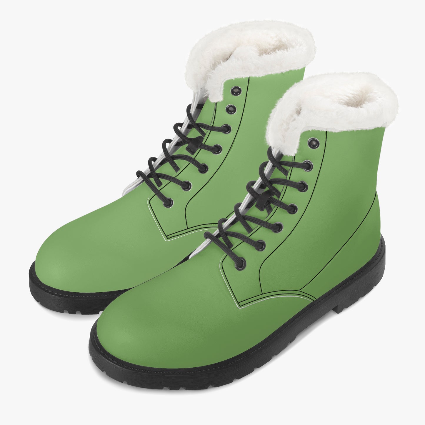 Grüne Faux Fur Leder Boots Boots JLR Design