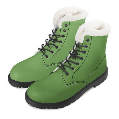 Grüne Faux Fur Stiefel für Damen -- Grüne Faux Fur Stiefel für Damen - undefined Lederstiefel | JLR Design