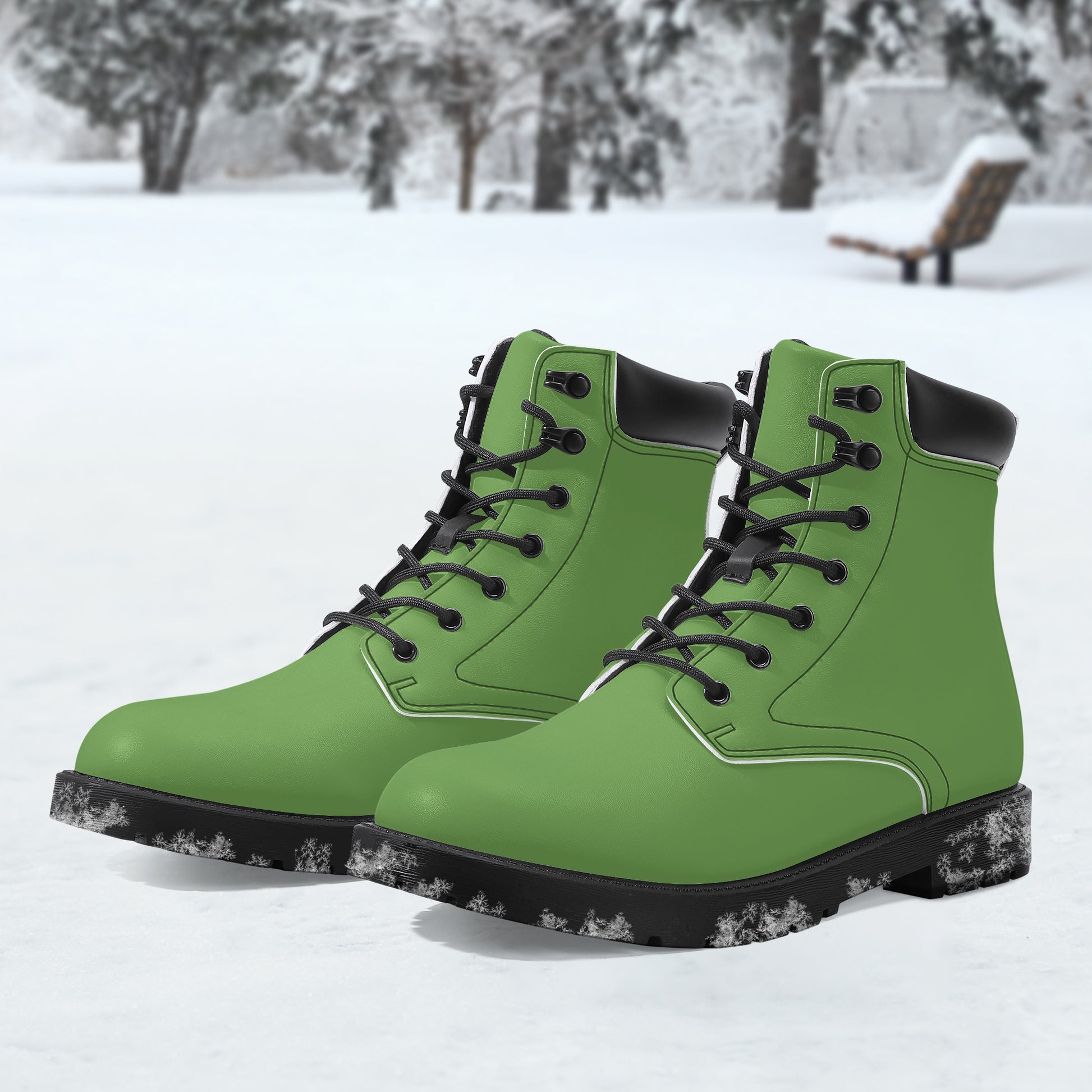 Grüne Leder Boots | Stylische und Warme Winterstiefel Boots JLR Design