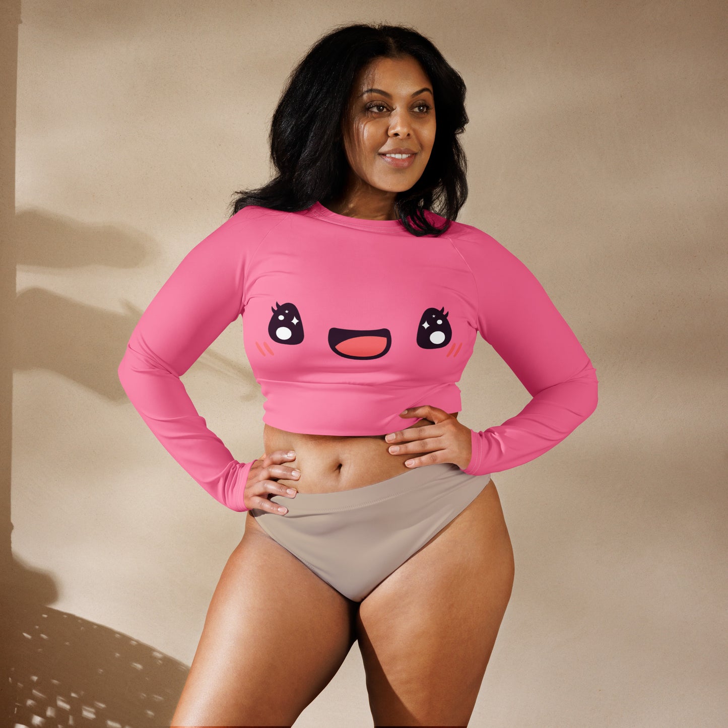 Happy Kawaii Long Sleeve Crop Top JLR Design