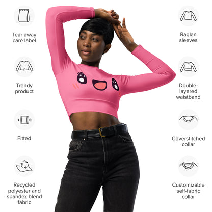 Happy Kawaii Long Sleeve Crop Top JLR Design