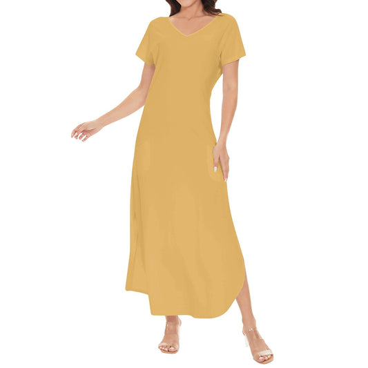 Harvest Gold kurzärmliges drapiertes Kleid drapiertes Kleid 54.99 drapiert, Gold, Harvest, kleid, kurzämlig JLR Design