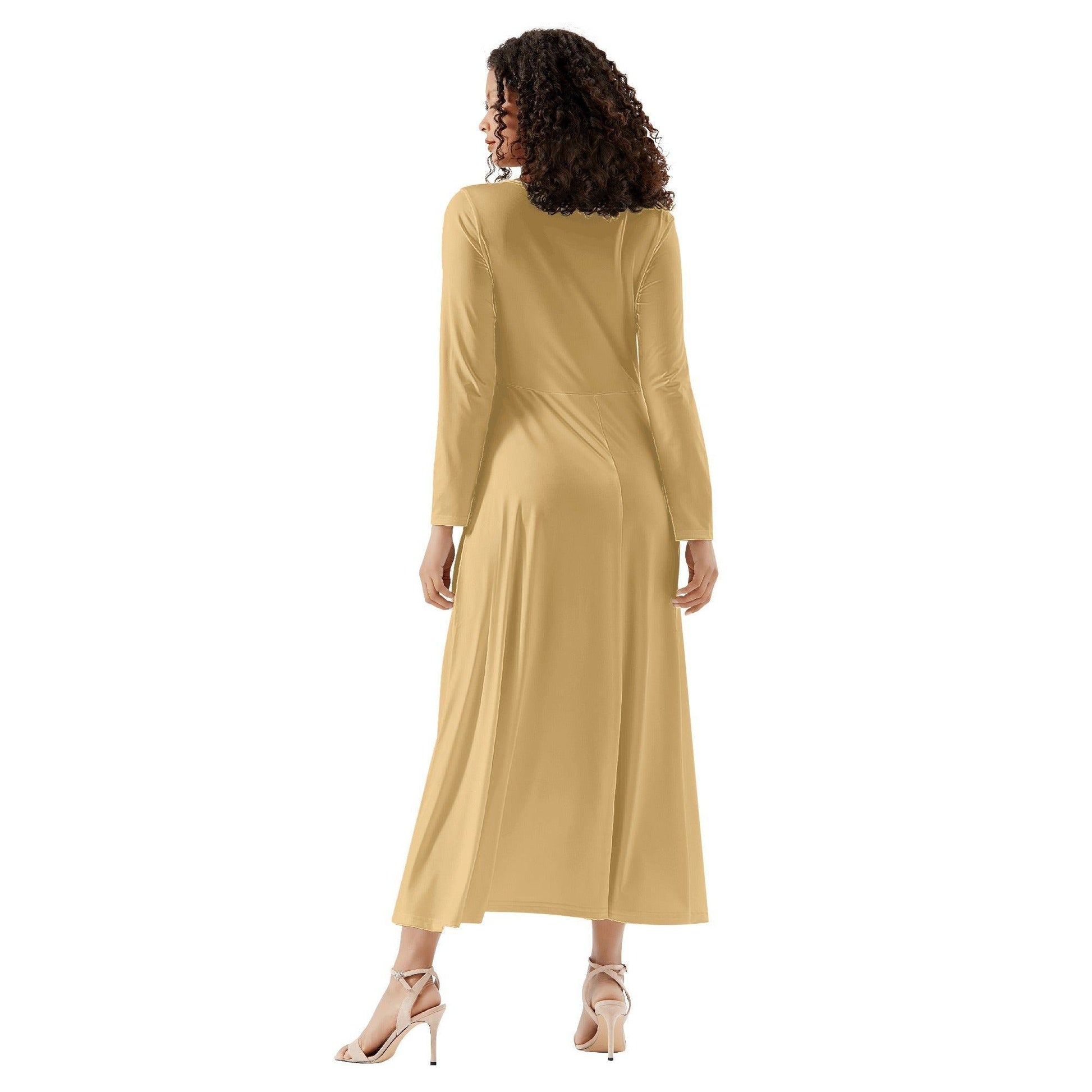 Harvest Gold Long Sleeve Dress Long Sleeve Dress 59.99 Dress, gold, Harvest, Long, Sleeve JLR Design