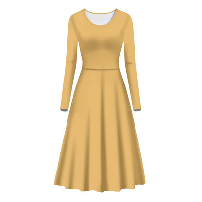 Harvest Gold Long Sleeve Dress Long Sleeve Dress 59.99 Dress, gold, Harvest, Long, Sleeve JLR Design