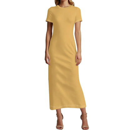 harvest-gold-short-sleeve-long-dress-long-dress-jlr-design-27962 - JLR Design