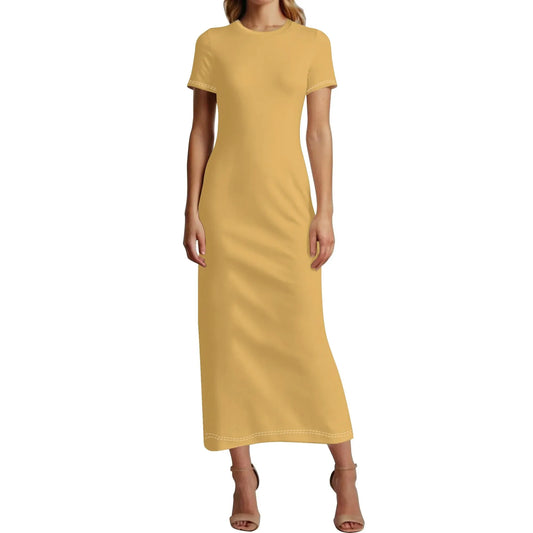 harvest-gold-short-sleeve-long-dress-long-dress-jlr-design-27962 - JLR Design