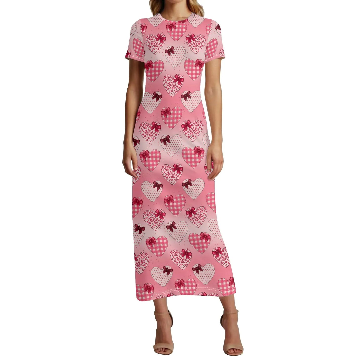 hearts-short-sleeve-long-dress-long-dress-jlr-design-40700 - JLR Design