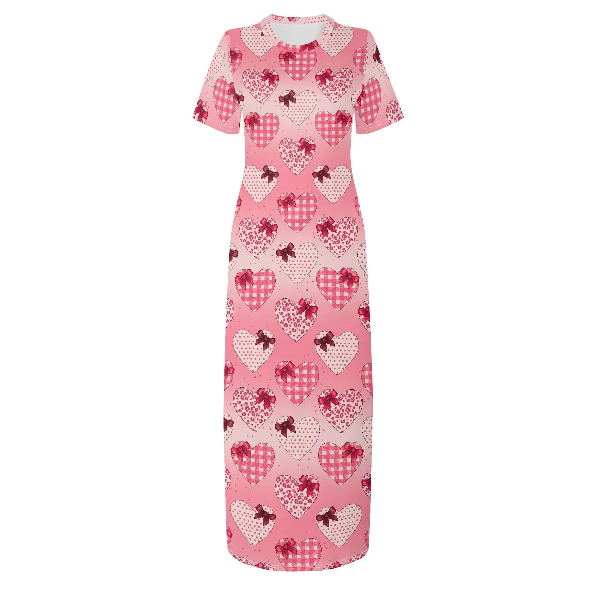 hearts-short-sleeve-long-dress-long-dress-jlr-design-97076 - JLR Design