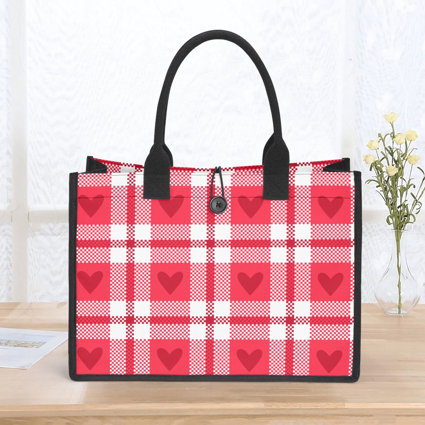 Herzchen Canvas Shopper Tasche Einkaufstasche JLR Design