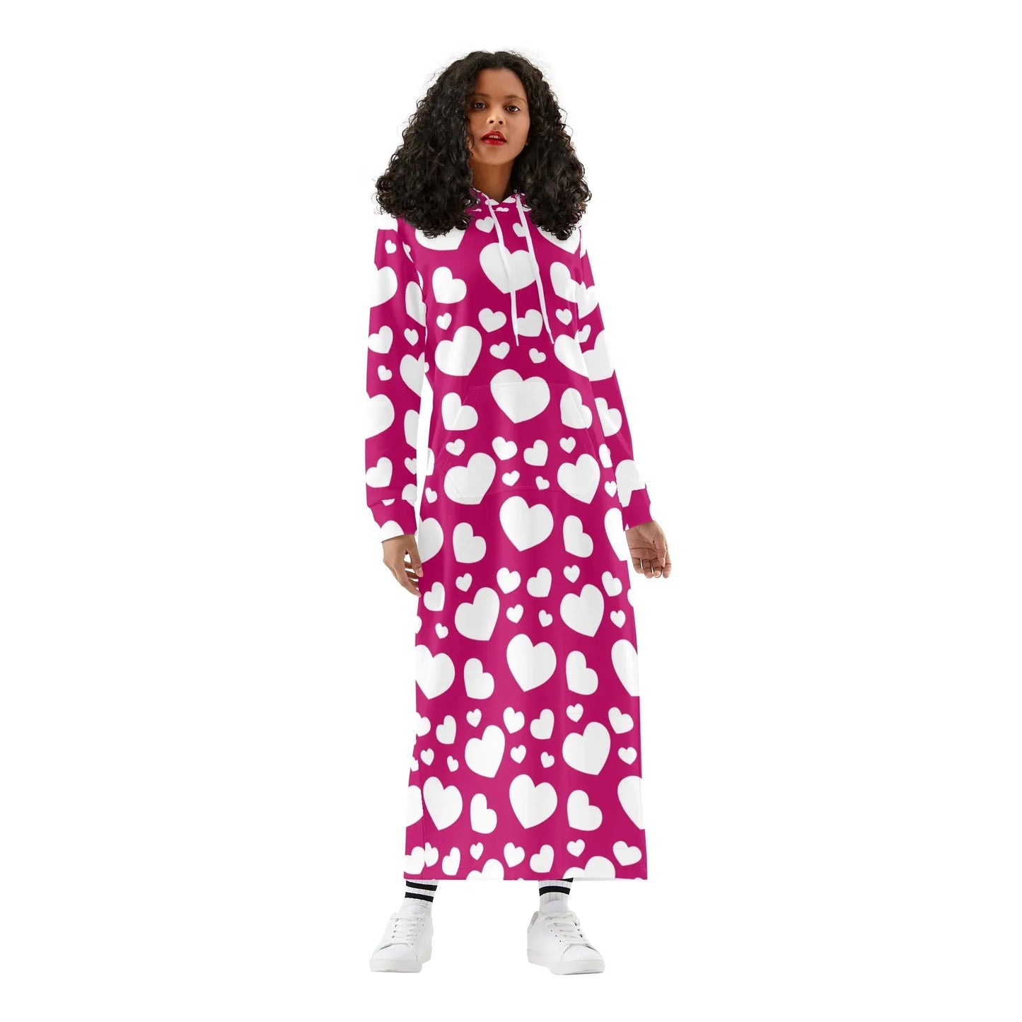 bequemes-leichtes-hoodie-kleid-mit-herzchen-hoodiekleid-jlr-design-83811 - JLR Design