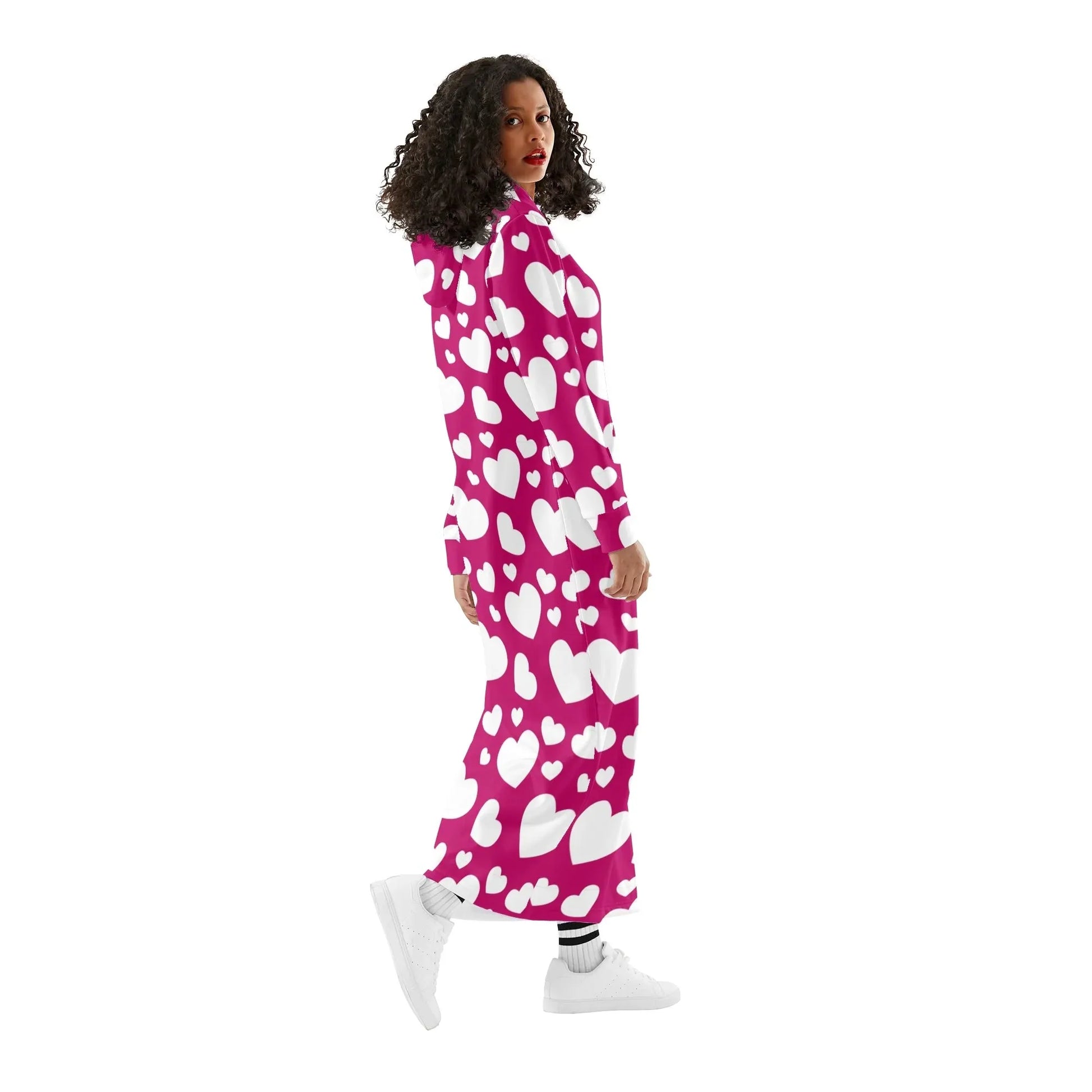 bequemes-leichtes-hoodie-kleid-mit-herzchen-hoodiekleid-jlr-design-26739 - JLR Design