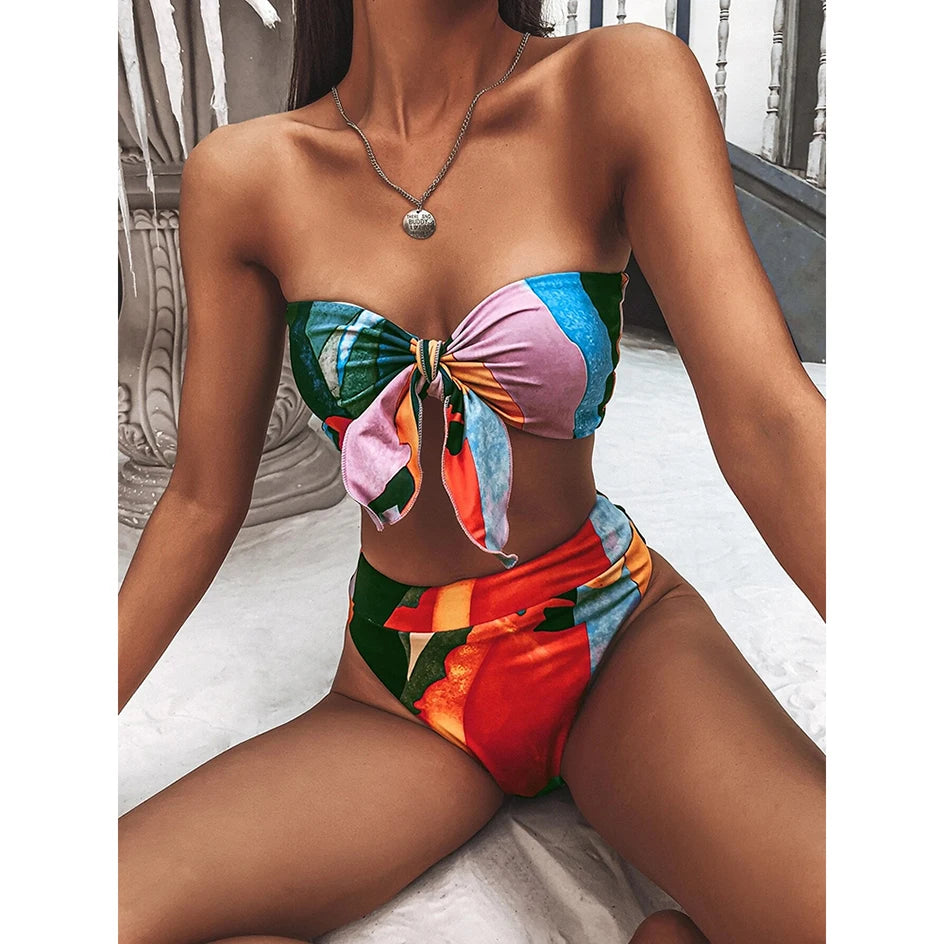 High Waist Bikini Set mit Schleife Bikini mit Schleife JLR Design