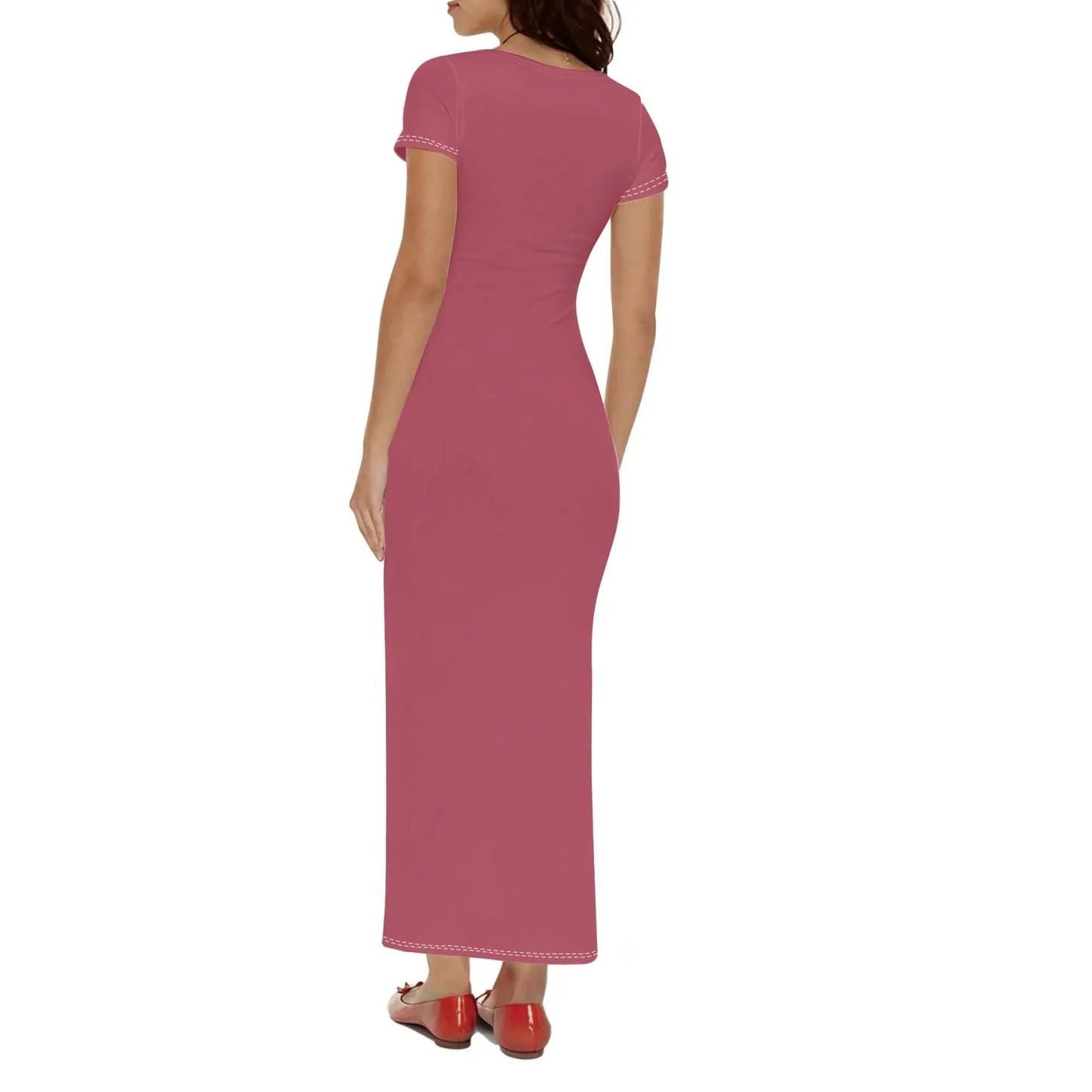 hippie-pink-short-sleeve-long-dress-long-dress-jlr-design-50845 - JLR Design
