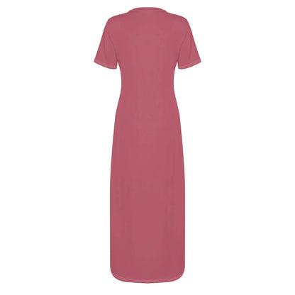 hippie-pink-short-sleeve-long-dress-long-dress-jlr-design-51249 - JLR Design