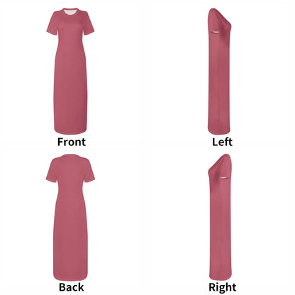 hippie-pink-short-sleeve-long-dress-long-dress-jlr-design-54751 - JLR Design